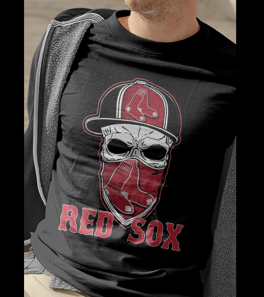 Boston Red Sox Skull Hat Design With Sox T-Shirt