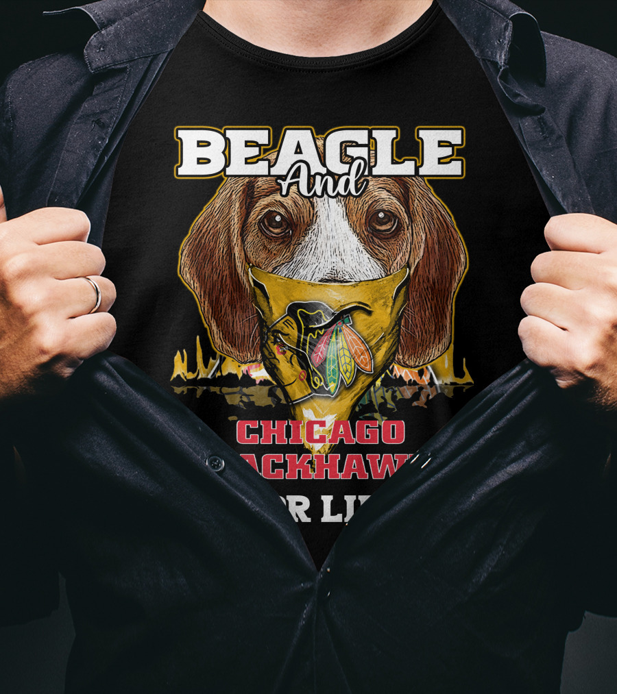 Beagle And Chicago Blackhawks For Life With Iconic T-Shirt