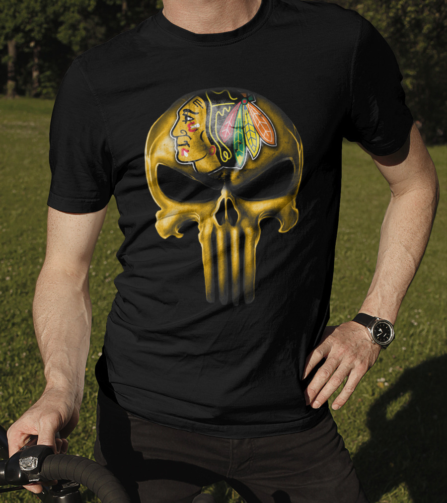 Skull Chicago Blackhawks Punisher Fusion T-Shirt