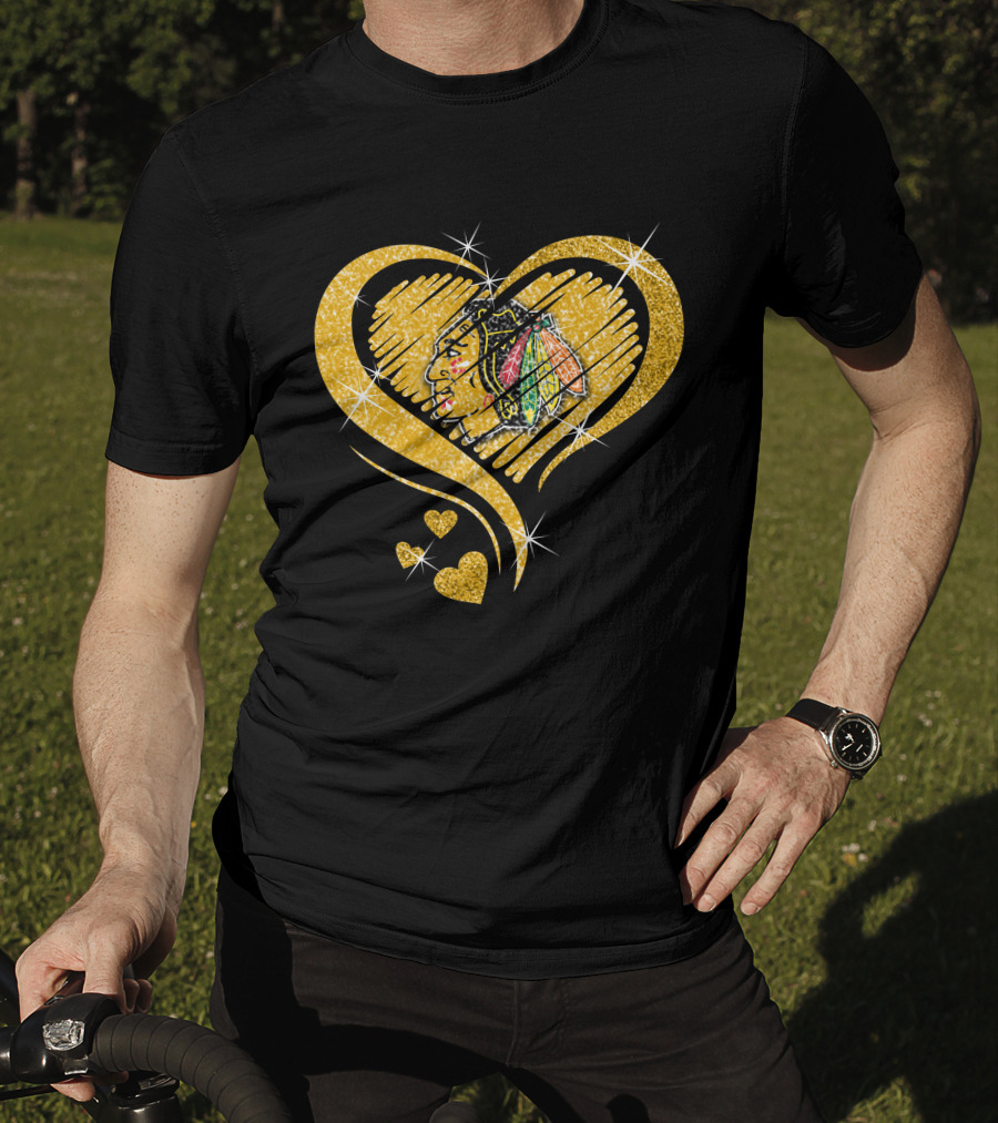 Heart Glitter Chicago Blackhawks T-Shirt