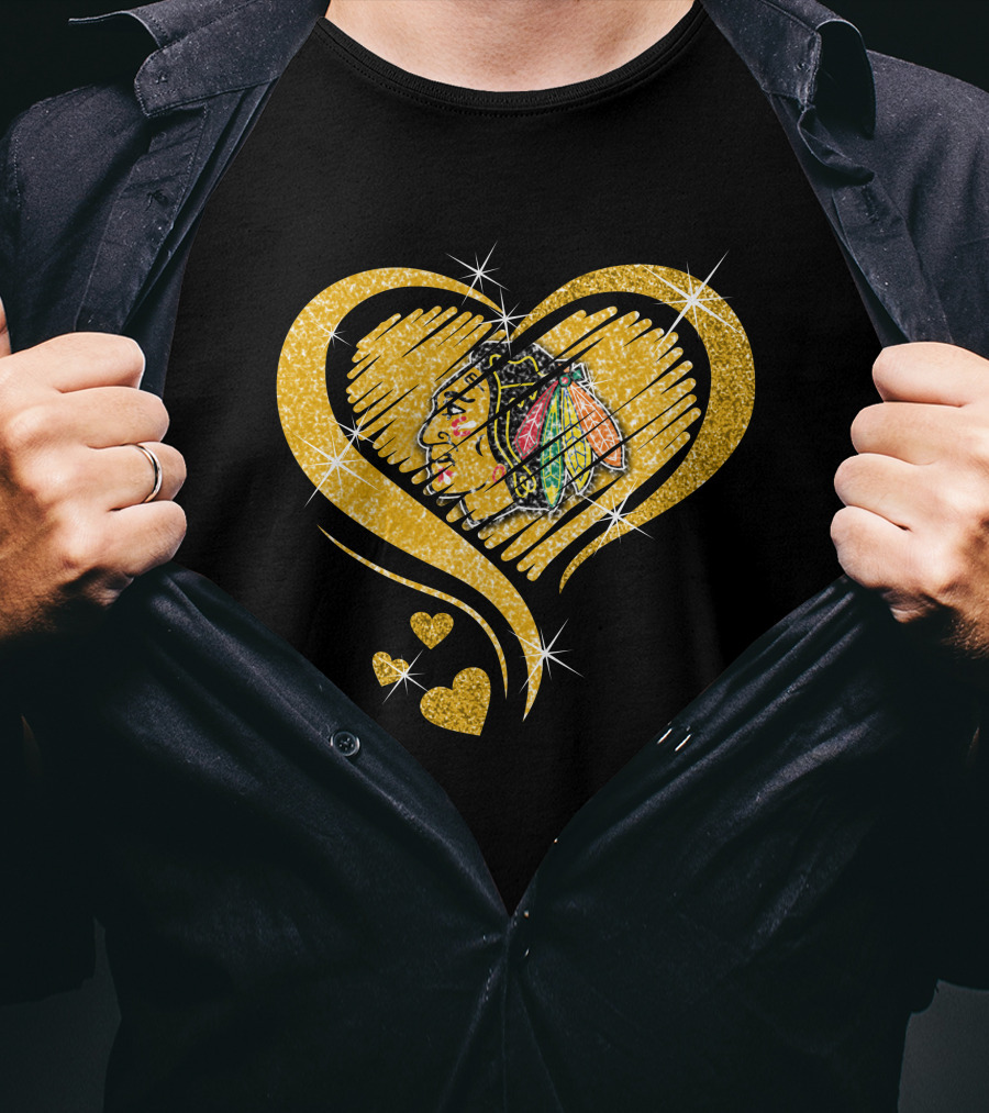 Heart Glitter Chicago Blackhawks T-Shirt