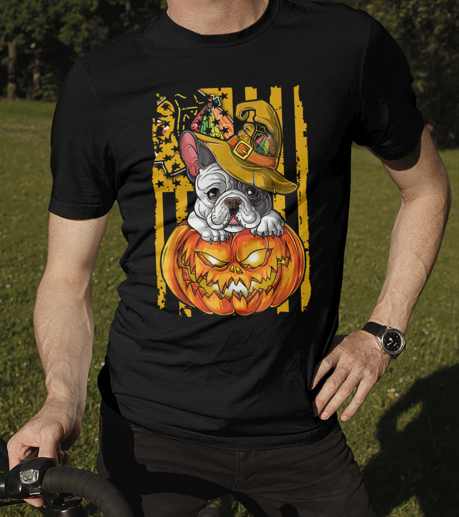 Hlw Bulldog Halloween Pumpkin Chicago Blackhawks T-Shirt