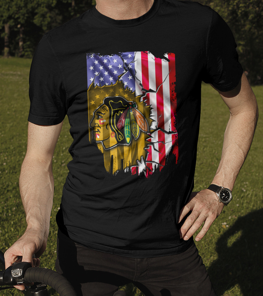 Flag Chicago Blackhawks American T-Shirt
