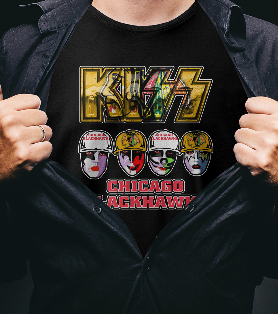 Kiss Chicago Blackhawks Face Paint T-Shirt