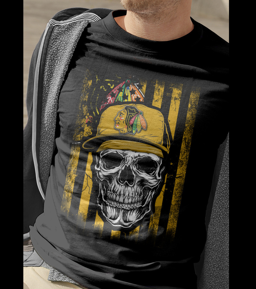 Chicago Blackhawks Skull With Iconic Cap T-Shirt