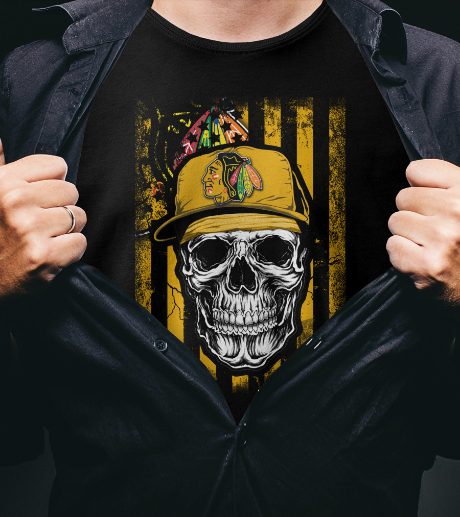 Chicago Blackhawks Skull With Iconic Cap T-Shirt