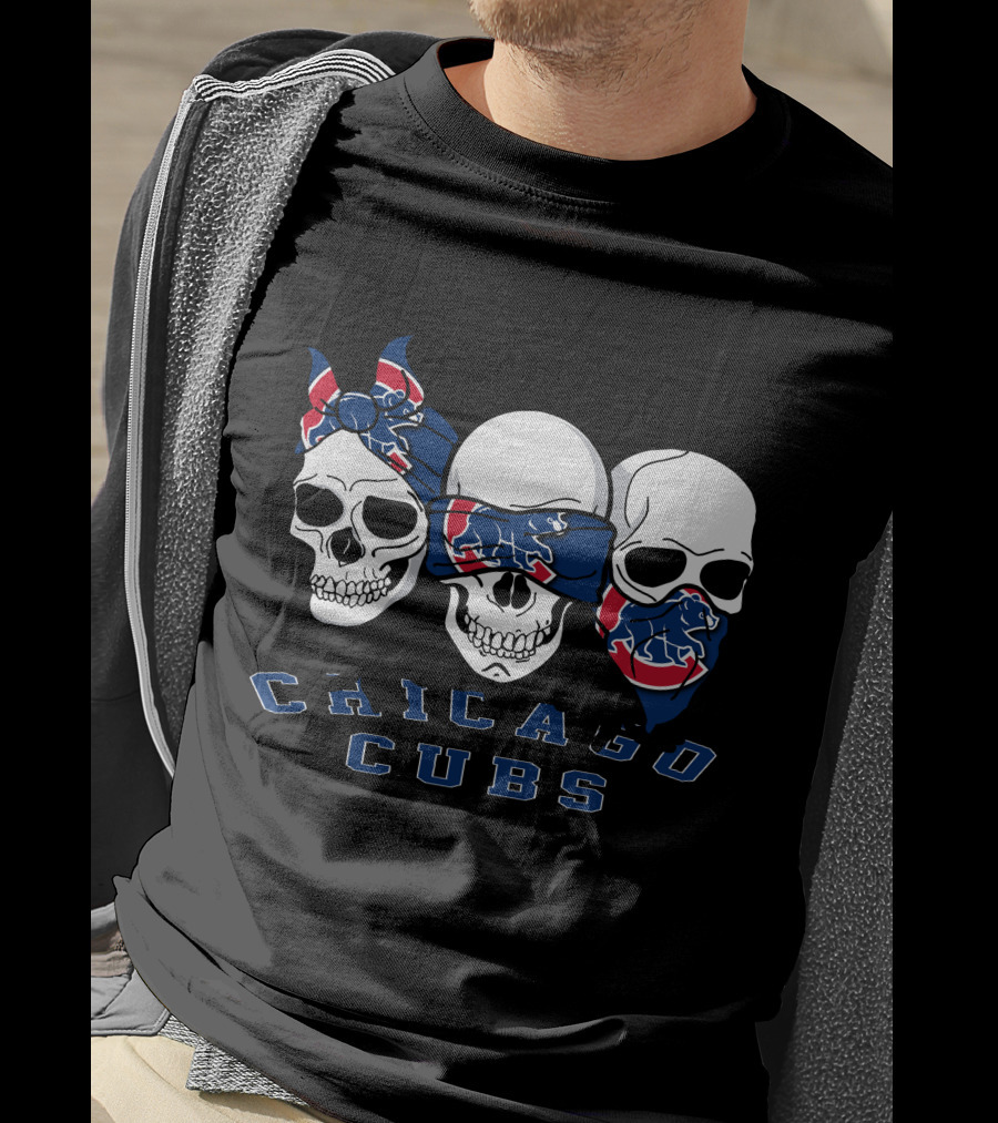 Chicago Cubs Bandana Skull Trio T-Shirt