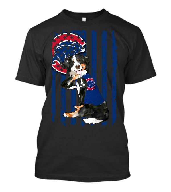 Border Collie I Love Mom Chicago Cubs Fan T-Shirt