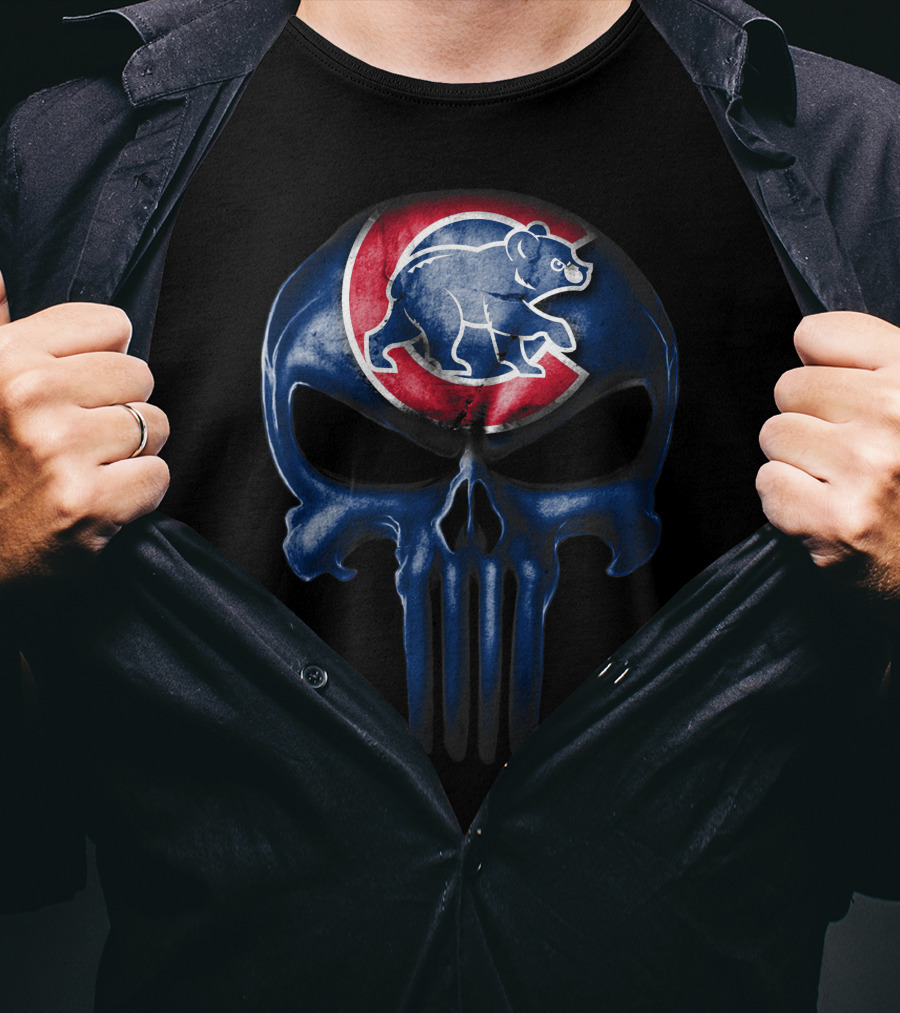 Chicago Cubs Skull Punisher T-Shirt