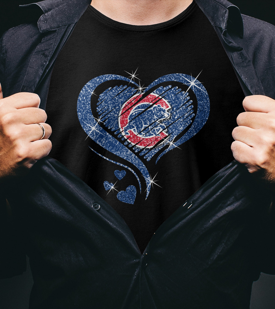 Heart Diamond Chicago Cubs Sparkle T-Shirt