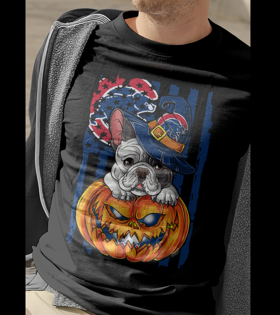 Hlw Bulldog Chicago Cubs Halloween Pumpkin Wizard T-Shirt