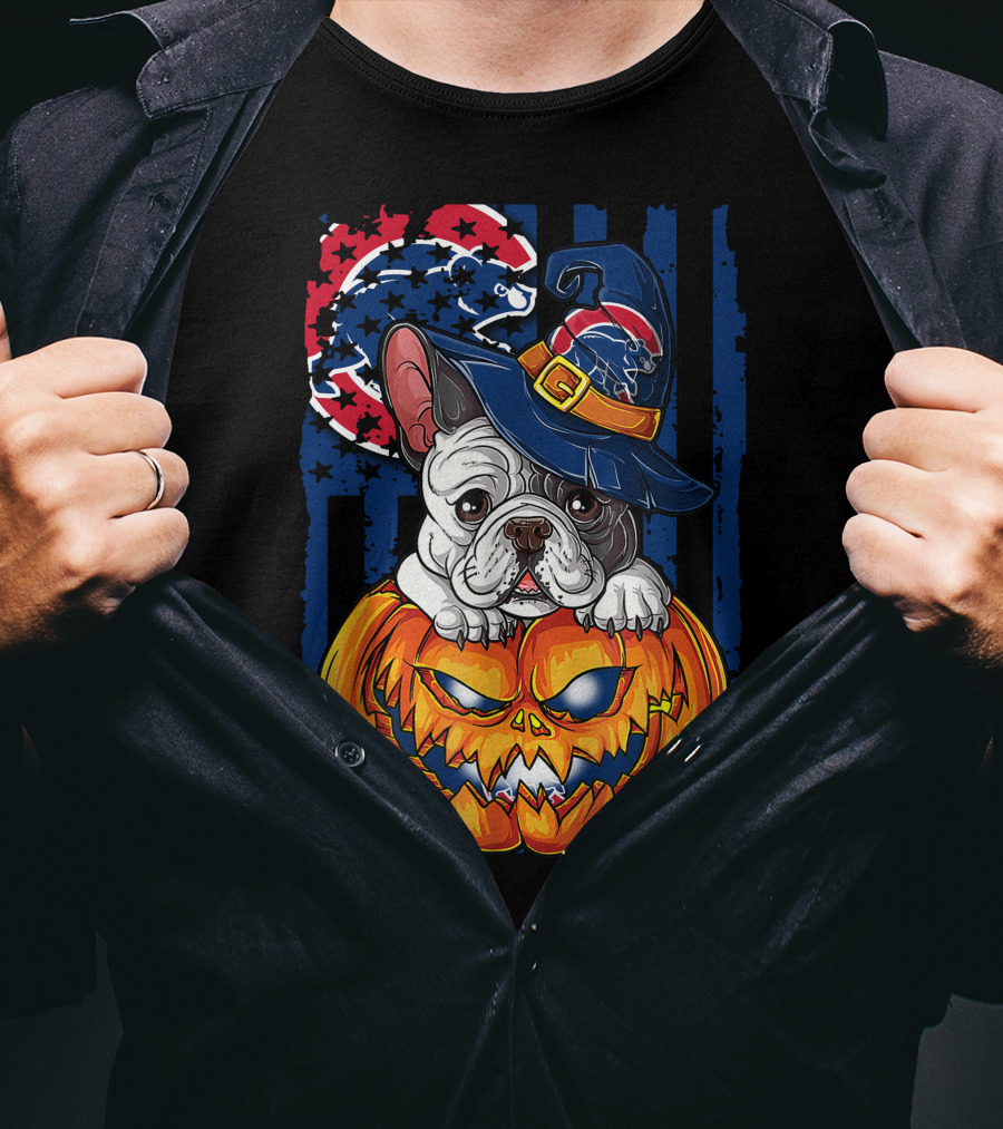 Hlw Bulldog Chicago Cubs Halloween Pumpkin Wizard T-Shirt