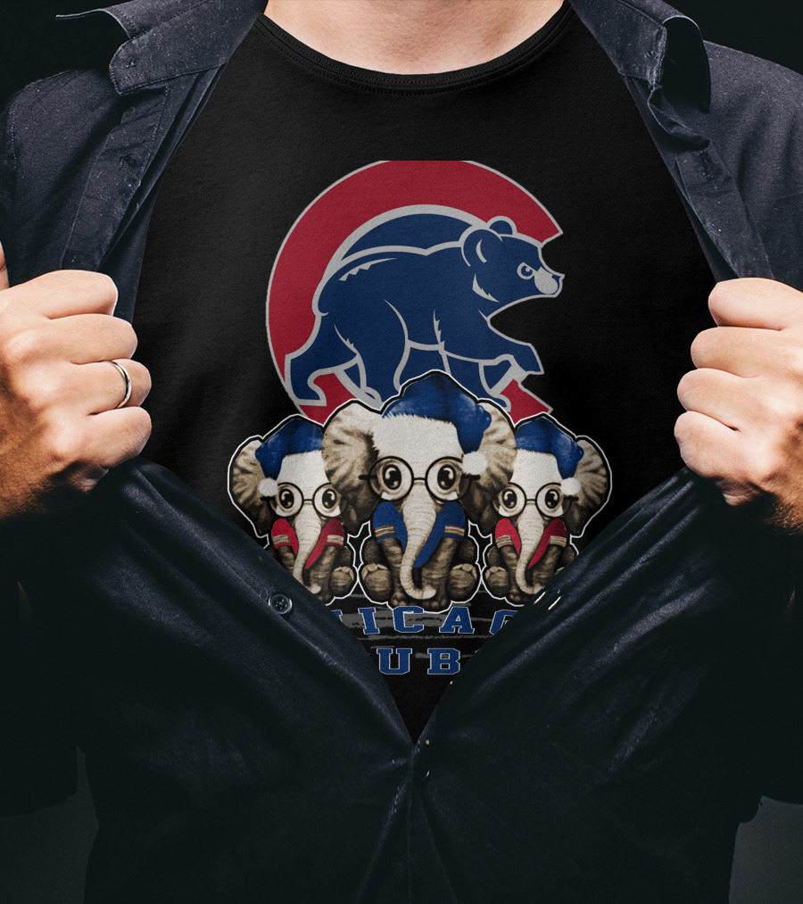 Chicago Cubs Christmas Elephants T-Shirt
