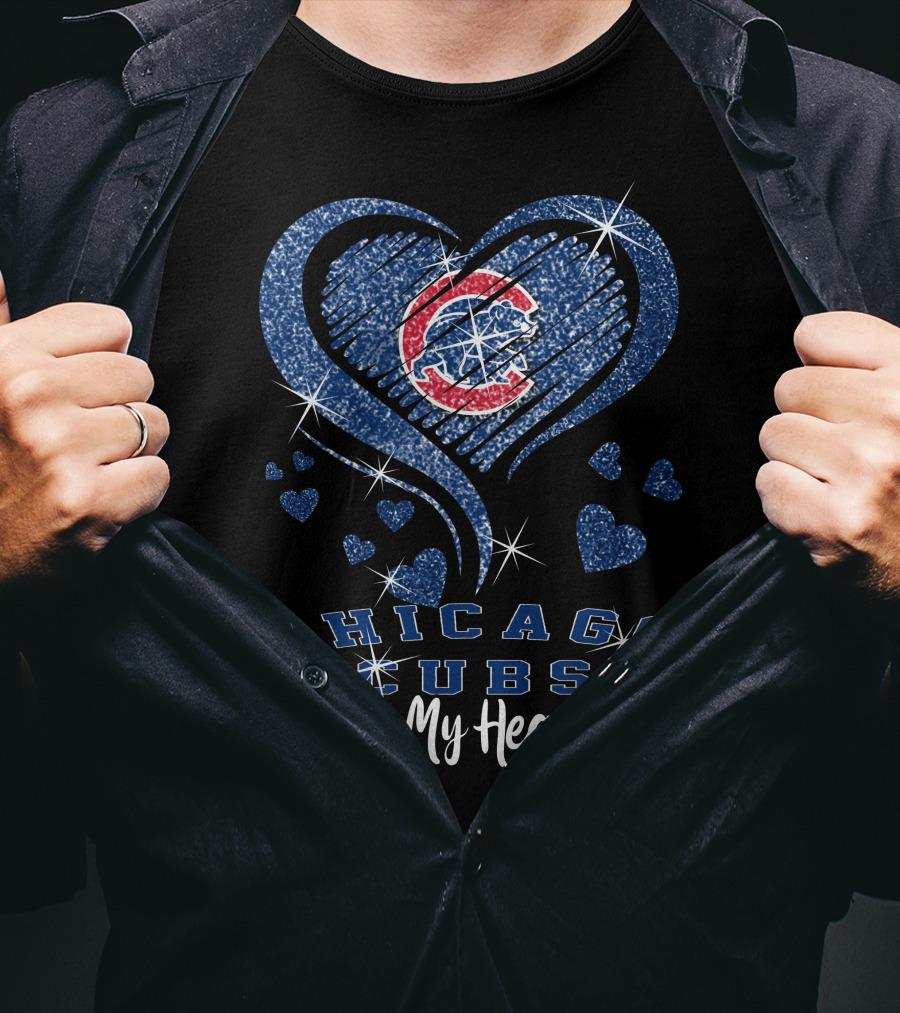 Chicago Cubs In My Heart With Sparkling Blue Heart T-Shirt