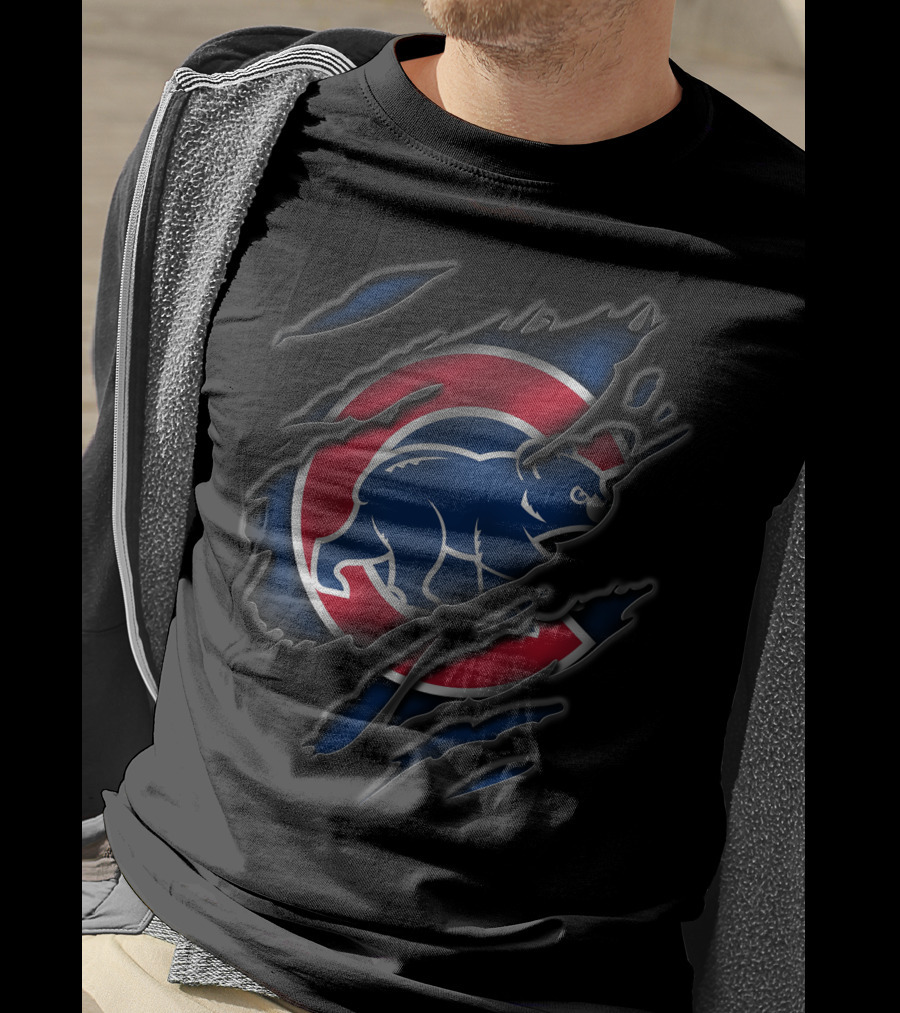 Torn Chicago Cubs Logo Claw Rip T-Shirt