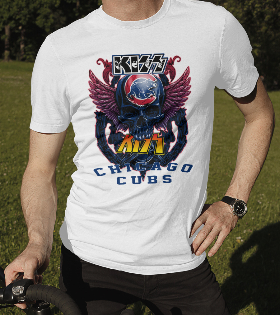 Kiss Chicago Cubs Skull Wings T-Shirt