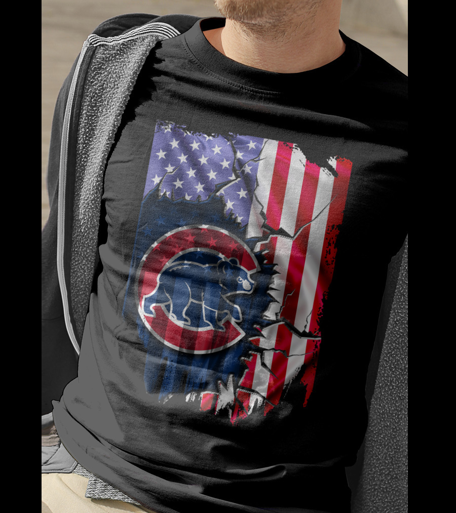 Flag Chicago Cubs American Stars And Stripes Bear T-Shirt