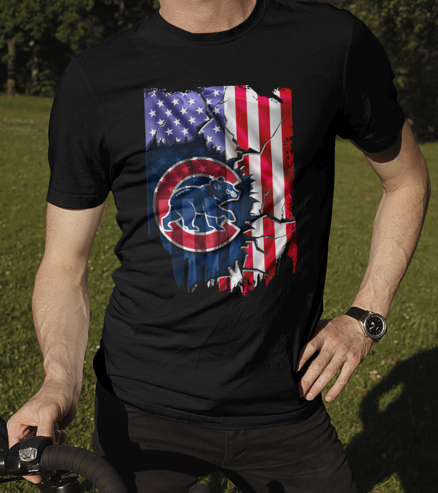 Flag Chicago Cubs American Stars And Stripes Bear T-Shirt