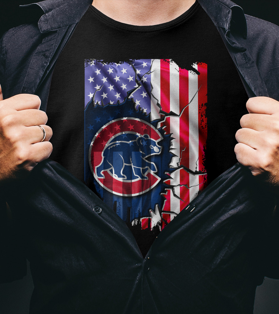 Flag Chicago Cubs American Stars And Stripes Bear T-Shirt