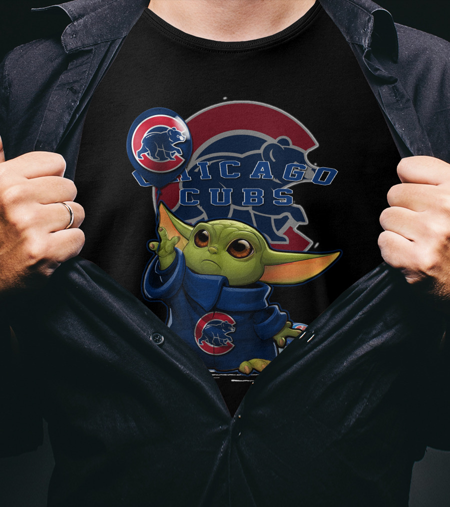 Chicago Cubs Yoda Holding Baseball Balloon T-Shirt
