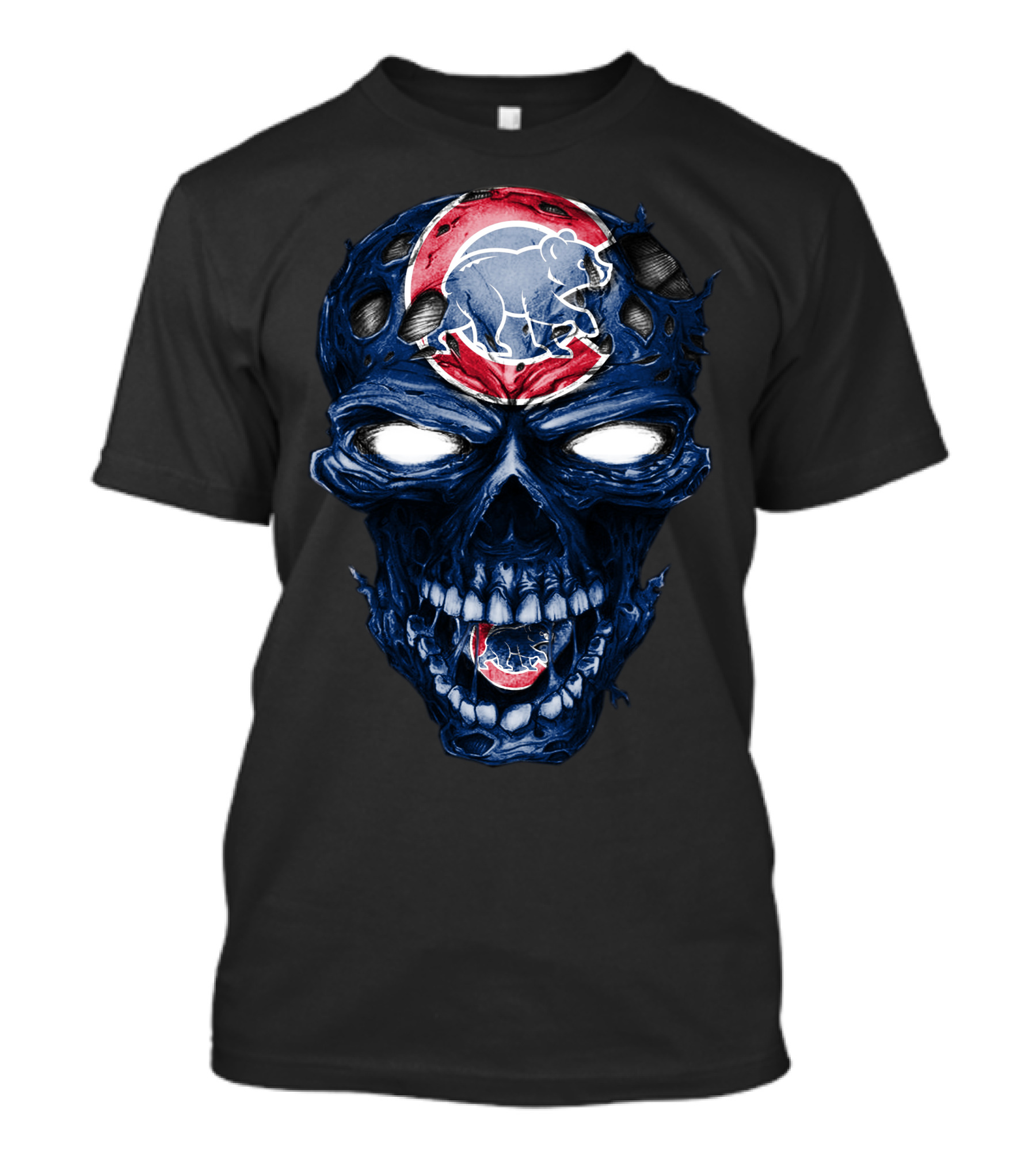 Chicago Cubs Skull Bear Emblem T-Shirt