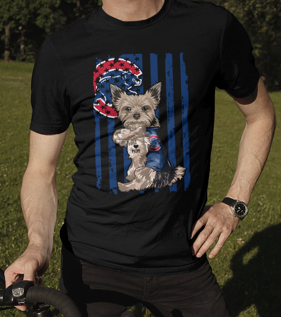 Yorkshire Terrier Wearing Chicago Cubs Vest With I Love Mom Message T-Shirt