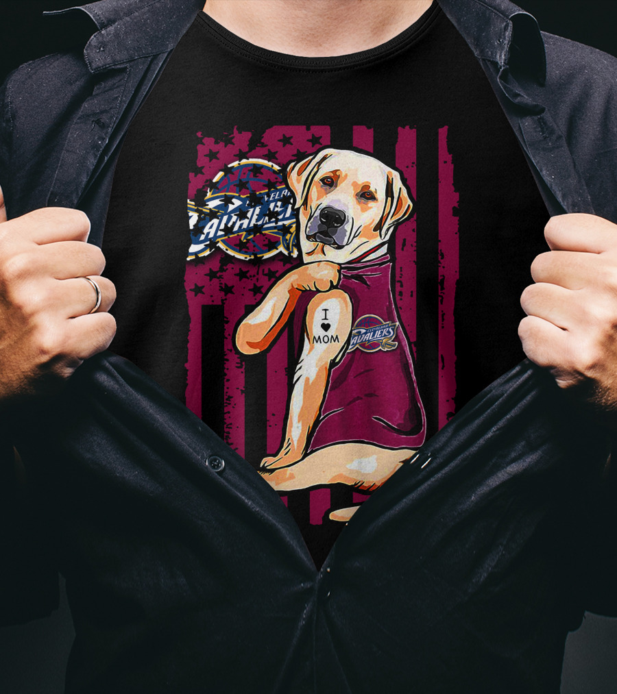 Labrador Retriever I Love Mom Cleveland Cavaliers Logo Combination T-Shirt