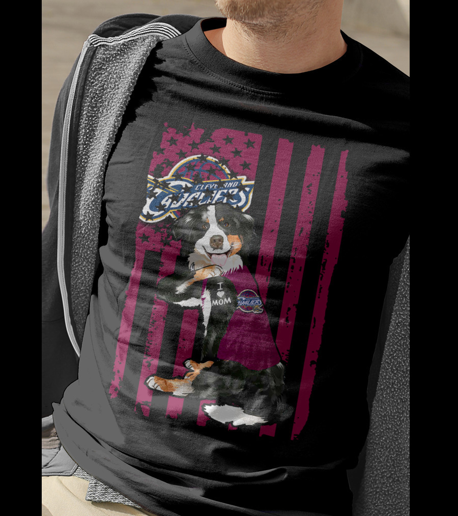 Cleveland Cavaliers Border Collie I Love Mom T-Shirt