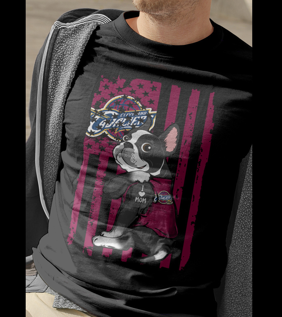 Boston Terrier Cleveland Cavaliers I Love Mom T-Shirt