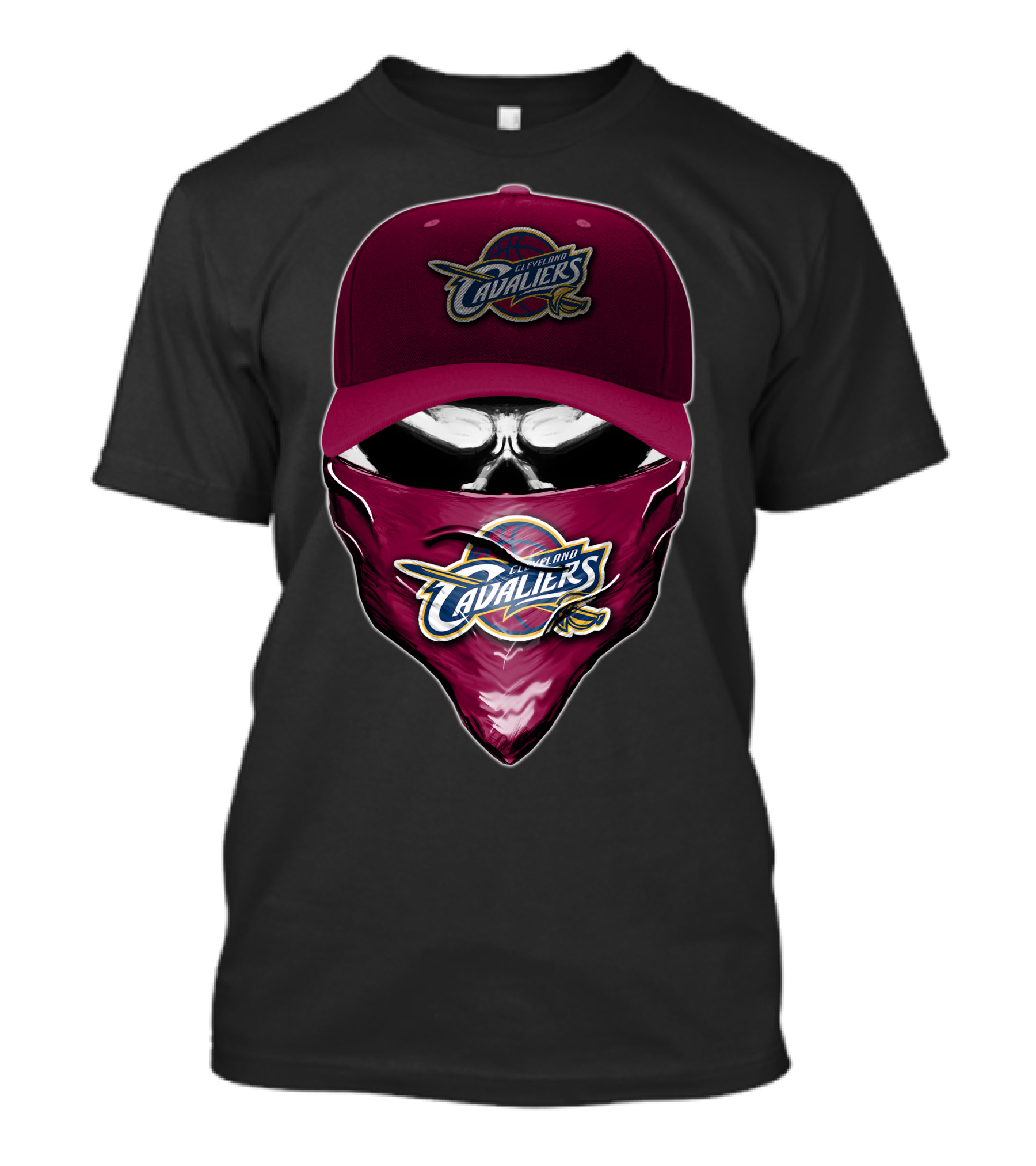 Skull Cleveland Cavaliers Logo Bandana And Cap T-Shirt