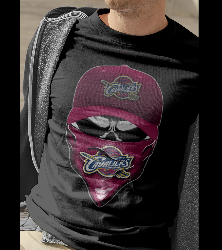 Skull Cleveland Cavaliers Logo Bandana And Cap T-Shirt