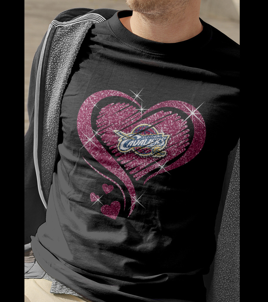 Heart Diamond Cleveland Cavaliers Valentine's Glitter T-Shirt