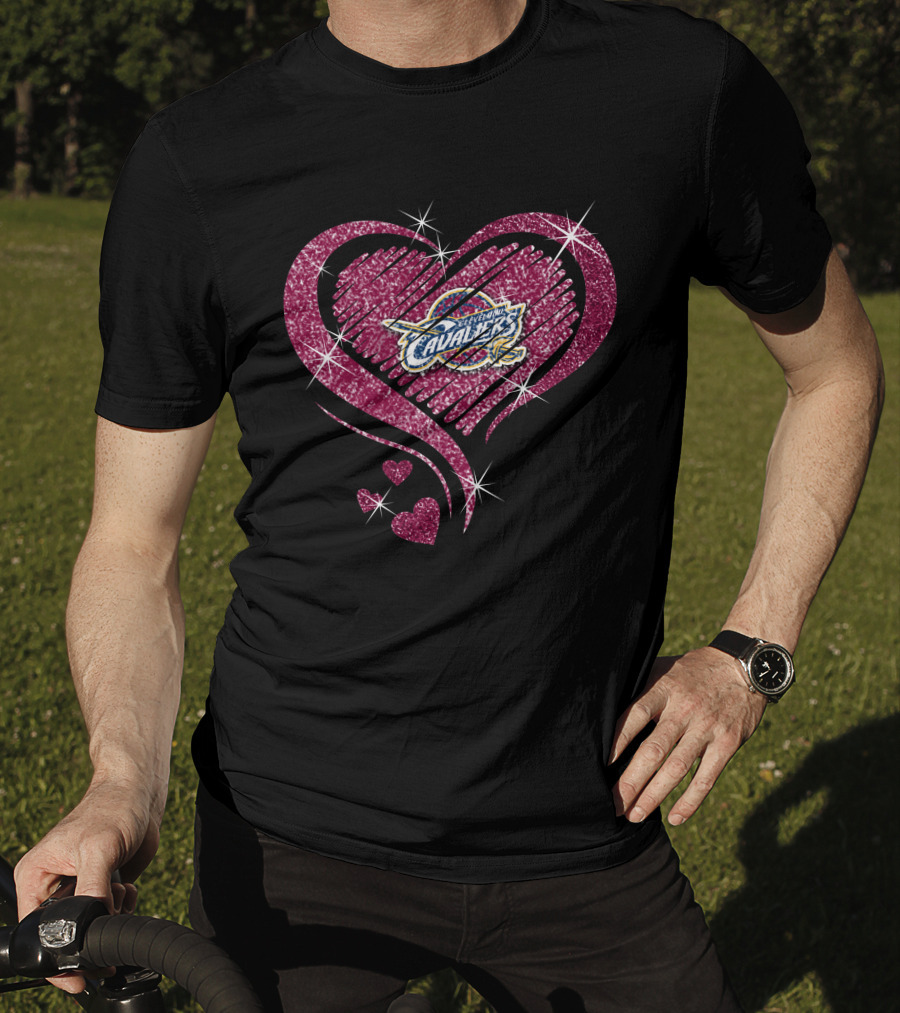 Heart Diamond Cleveland Cavaliers Valentine's Glitter T-Shirt