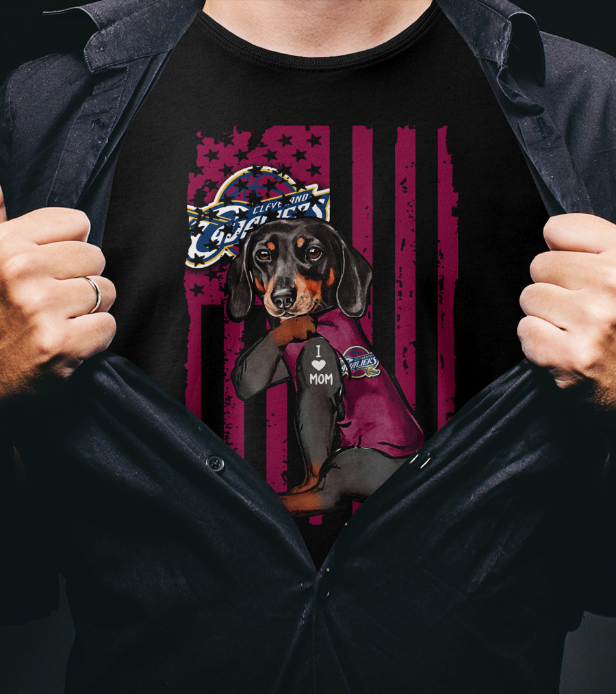 Cleveland Cavaliers Dachshund I Love Mom T-Shirt