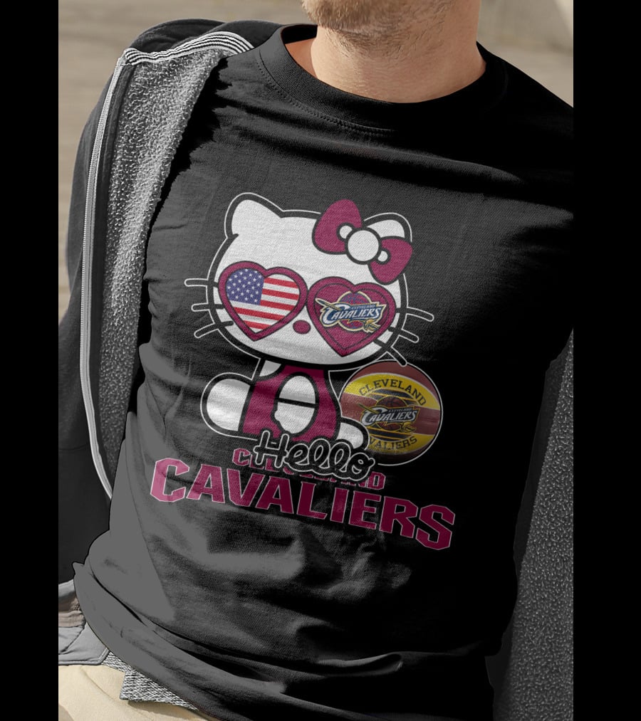 Hello Kitty Cleveland Cavaliers American Flag Basketball Cavaliers T-Shirt
