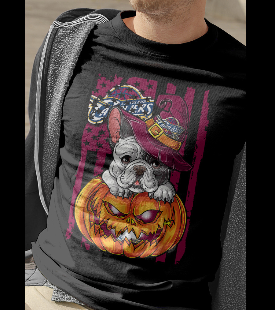 Cleveland Cavaliers Halloween Bulldog Pumpkin Wizard T-Shirt