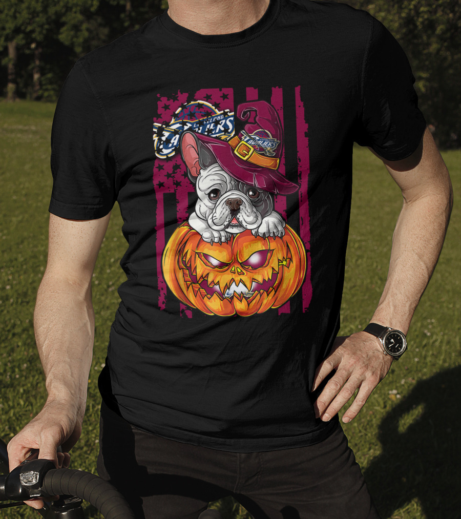 Cleveland Cavaliers Halloween Bulldog Pumpkin Wizard T-Shirt