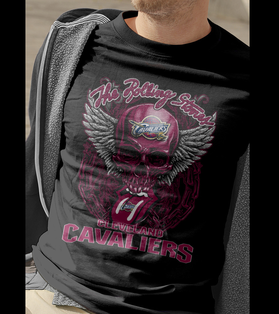 The Rolling Stones Cleveland Cavaliers Skull Winged Logo Mashup T-Shirt