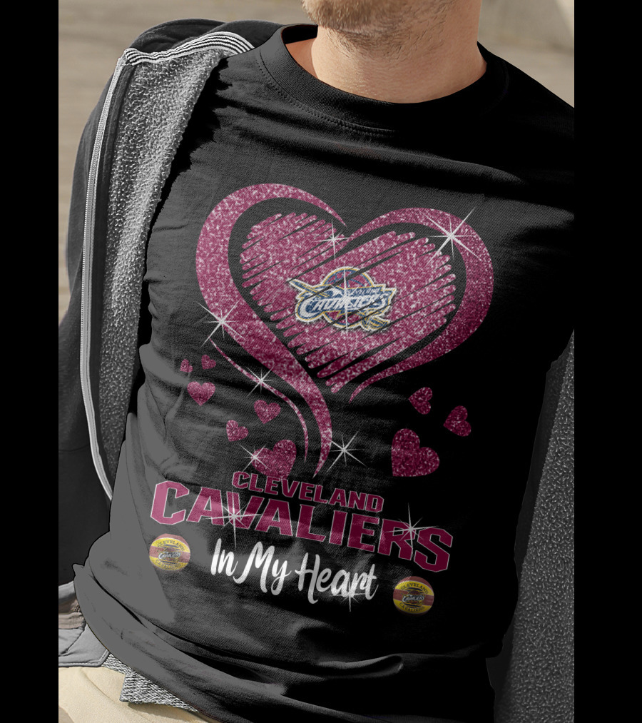 Cleveland Cavaliers In My Heart Sparkling Hearts T-Shirt