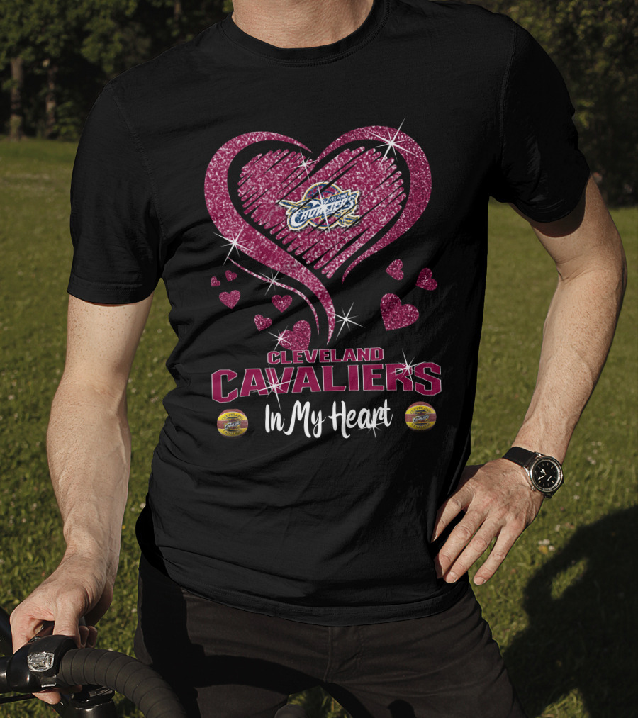 Cleveland Cavaliers In My Heart Sparkling Hearts T-Shirt