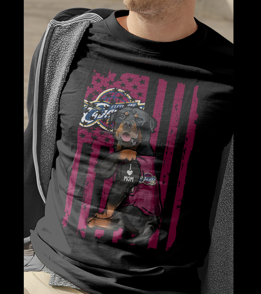 Rottweiler Cleveland Cavaliers I Love Mom Team Spirit Fan T-Shirt