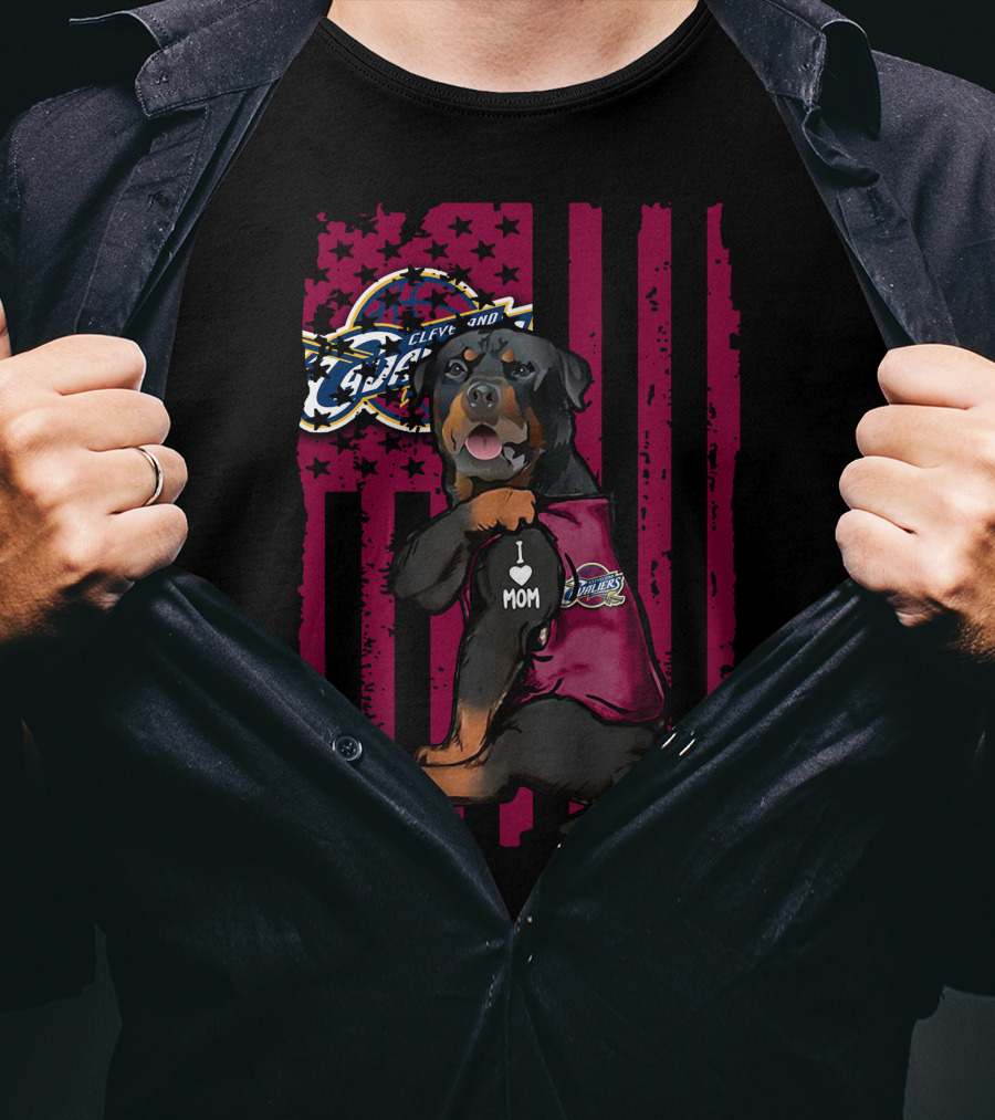 Rottweiler Cleveland Cavaliers I Love Mom Team Spirit Fan T-Shirt