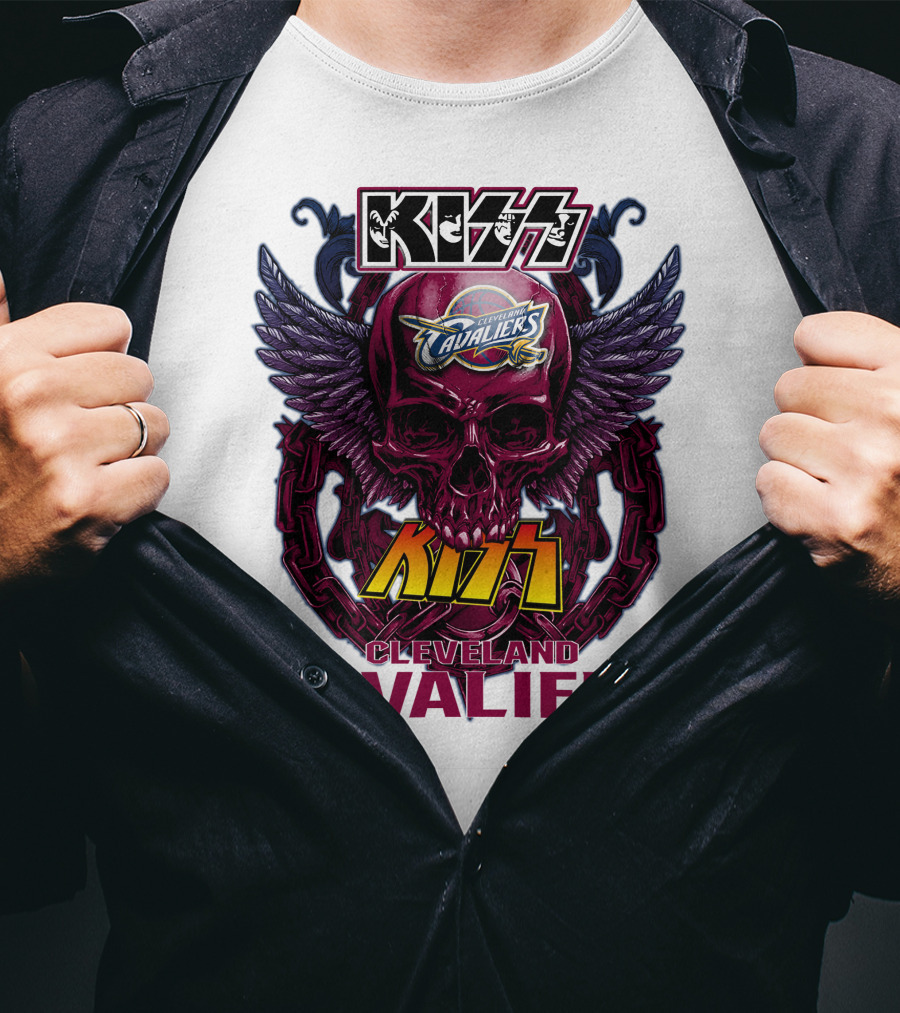 Kiss Cleveland Cavaliers Skull Wings T-Shirt