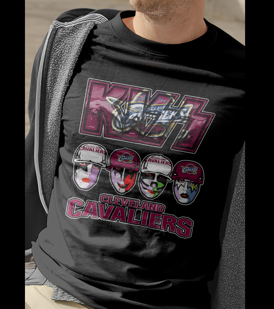 KISS Cleveland Cavaliers Rock Band Tribute Faces With Team T-Shirt