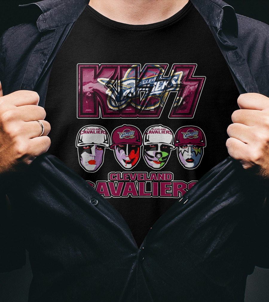 KISS Cleveland Cavaliers Rock Band Tribute Faces With Team T-Shirt