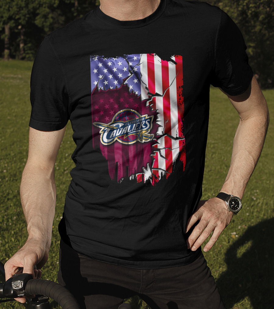 Cleveland Cavaliers USA Flag Ripped Effect T-Shirt