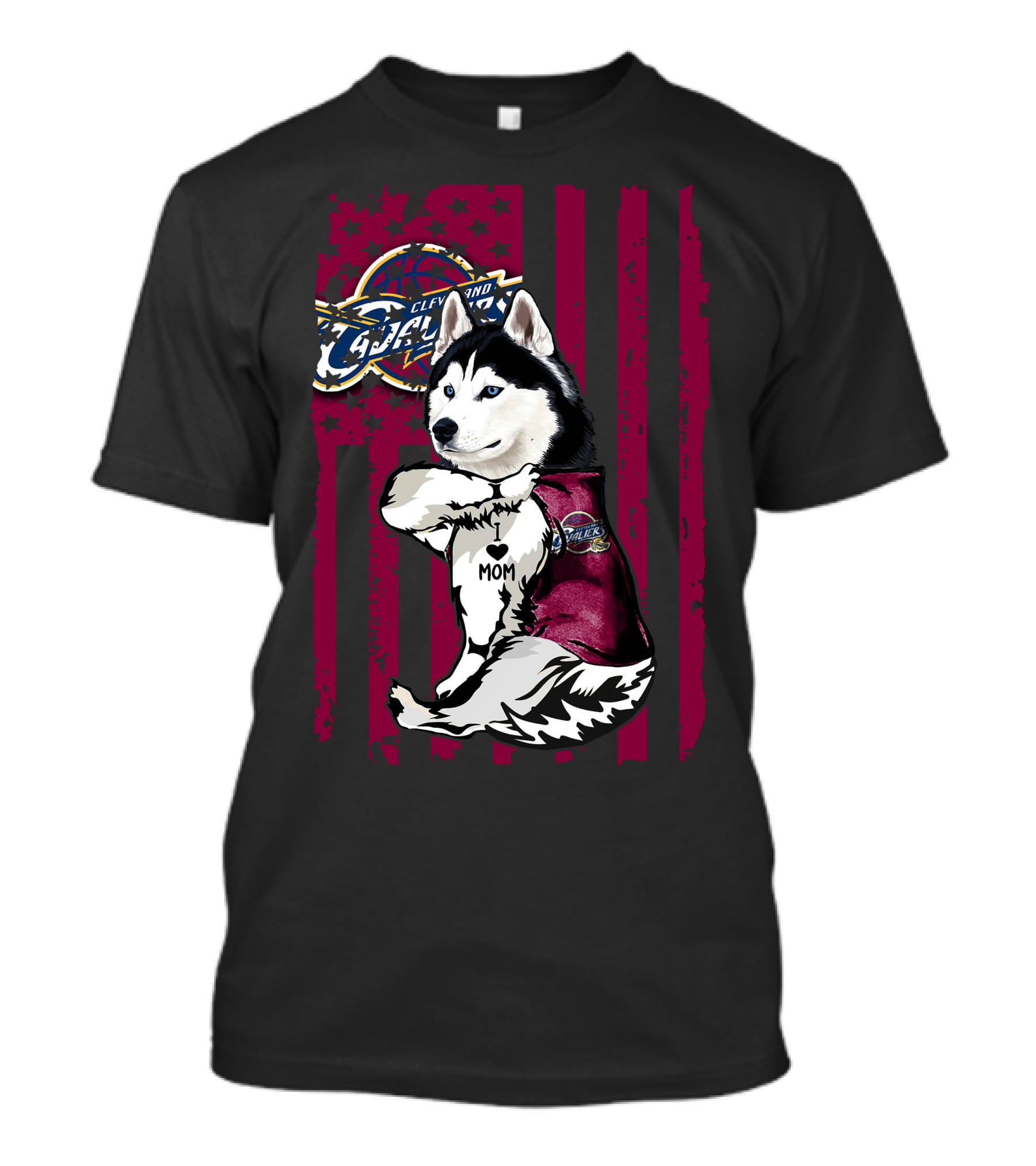 Cleveland Cavaliers Siberian Husky I Love Mom T-Shirt