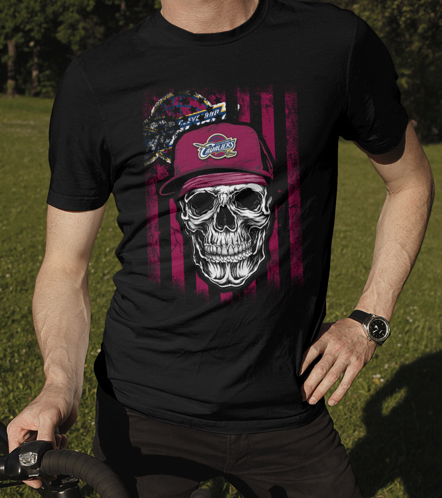 Cleveland Cavaliers Skull With Logo Hat T-Shirt