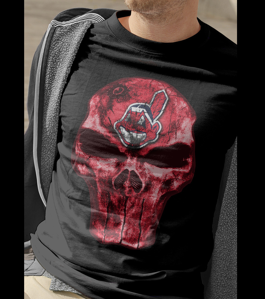 Skull With Chief Wahoo Cleveland Indians T-Shirt