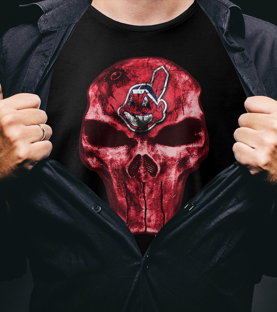 Skull With Chief Wahoo Cleveland Indians T-Shirt